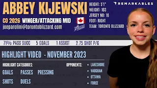 Abbey Kijewski CO 2026 - RW/LW  - Soccer Highlights - November 2023