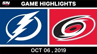 NHL Highlights | Lightning vs. Hurricanes – Oct. 06, 2019