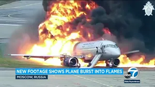 New footage shows Russian plane burst into flames