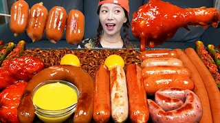 [Mukbang ASMR] Kielbasa Sausage & Various Sausages with Kimchi Jjajang Ramen Spicy Chicken Ssoyoung