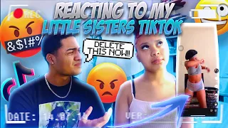 I REACTED TO MY 13 YEAR OLD LITTLE SISTERS TIKTOK **ban her account..**