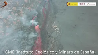 Erupción Cumbre Vieja La Palma (21-sept 2021).Trazado lava. Instituto Geológico y Minero de España