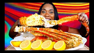 CRAB LEGS DIPPED IN ALFREDO SAUCE | GIANT KING CRAB SEAFOOD BOIL | SEAFOOD MUKBANG