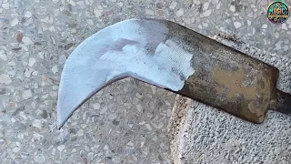 Restoration of old rusty chop-knife We found it in a forest fire