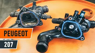 How to change engine thermostat on PEUGEOT 207 [TUTORIAL AUTODOC]