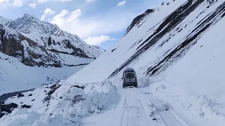 Driving On Icy Roads Of Spiti Valley During Winter
