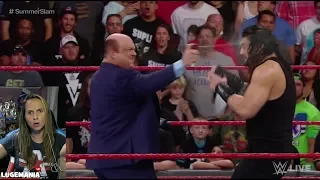 WWE Raw 8/13/18 Paul Heyman sprays Roman Reigns
