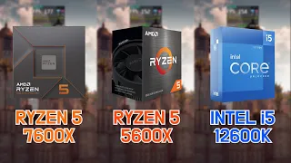 RYZEN 5 7600X vs 5600X vs INTEL i5-12600K with RTX 3080 (7 Games / FHD / 1080p)