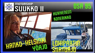 Lappohja-Helsinki yöcruise. Poukkoilevia purjeveneitä väistellessä.