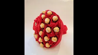 Букет из конфет Ferrero Rocher Красный  видео обзор Okl / сладкий подарок / конфетный букет