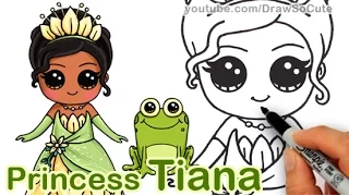 How to Draw Disney Princess Tiana Cute step by step 'The Princess and the Frog'