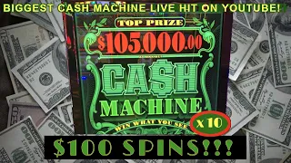 HIGH LIMIT SLOTS! Cash Machine: $100 Spins! Win What You See x10!