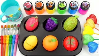 Oddly Satisfying Video | How I Made 6 FRUIT Toys WROM Rainbow Sequins Stars Lollipops IN Magic Cup