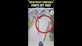 Delhi police constable foils vehicle robbery, action caught on CCTV, Watch | Oneindia News