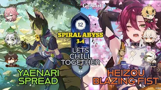 C1 Tighnari Spread and C2 Heizou Double Pyro - Genshin Impact 3.4 - Spiral Abyss Floor 12 (9★)