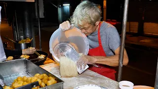 Master grandpa chef making donut in Bangkok | thai street food