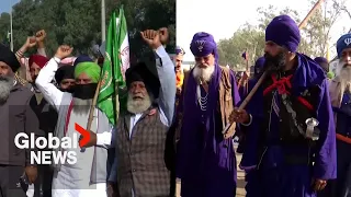"Black Day": Farmers in India burn Modi effigy as Nihang Sikh warriors join protest