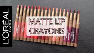 L'Oreal Infallible Matte Lip Crayons: LIP SWATCHES & REVIEW