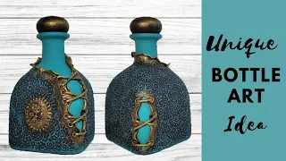 Bottle art/ Unique/ Vintage/ Antique/ wine bottle craft/bottle decoration/ altered bottle