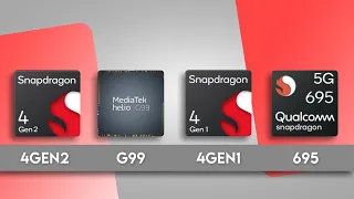 Snapdragon 4 Gen 2 Vs Helio G99 Vs Snapdragon 4 Gen 1 Vs Snapdragon 695 | Antutu Benchmark & Specs