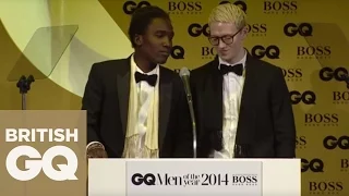 Agi & Sam Accepts Breakthrough Fashion Designers Award | Men Of The Year Awards 2014 | British GQ