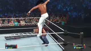 Seth Rollins Curb Stomp From The Top Rope To Brock Lesnar - WWE 2K23