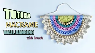 How to Make: Colored Macrame Wall Hanging with beads | TUTORIAL |