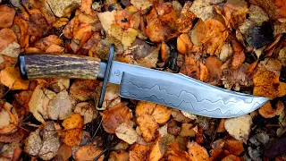 Making a Harpoon point Bowie with an Elk antler handle