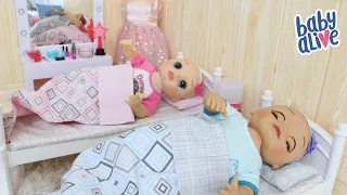 ROTINA DA NOITE DAS BABY ALIVE GÊMEAS NINA E HANNA TOMANDO MAMADEIRA