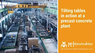 Tilting tables in action at a precast concrete plant