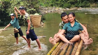 A picnic full of joy and happiness - harvesting snails and crabs together to sell