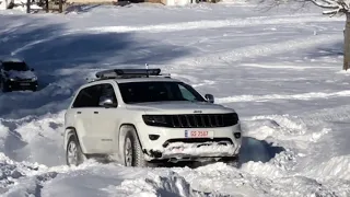 2014 Jeep Grand Cherokee WK2 heavy snow Quadra Trac 2  vs Nissan Patrol Y61 3.0 turbo diesel