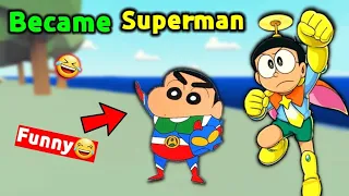 Shinchan And Nobita Became Superman 😱 || 😂 Funniest Game Superman
