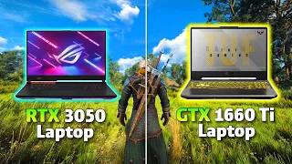 RTX 3050 Laptop (95W) vs GTX 1660 Ti Laptop Gaming Benchmark | Test in 8 Games |