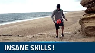 INSANE SKILLS! Beach Soccer player goes all the way up to the Nazaré Lighthouse!