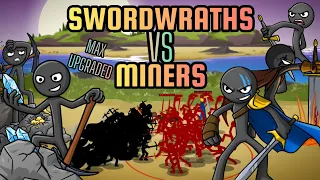 Max Upgraded Miners Vs General Wrathnar And Prince Xiphos' Swordwrath Army! Stick War 3 Unit Battles