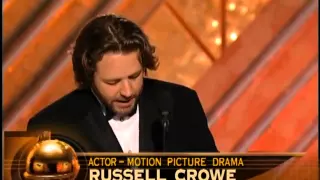 Les Miserables Star Russell Crowe Wins Best Actor Motion Picture Drama - Golden Globes 2002