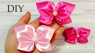 Beautiful Ribbon Butterfly -  So Easy ANYONE Can Make -  DIY Kanzashi Hair Clip -  Borboleta de Fita