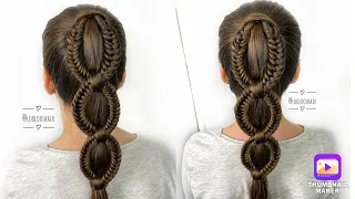 🐠Fishtail Chain Link⛓️Ponytail Updo Ponytail Hairstyle🐰💕#ponytail #pony #tutorial #howto #video