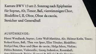 Bach Kantate BWV 13 Meine Seufzer, meine Tränen, Barbe 1960