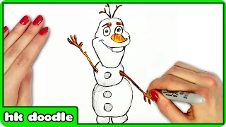How To Draw Olaf the Snowman from Disney's Frozen - Easy Step by Step Drawing Tutorial for Kids