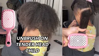Trying The Viral Tiktok Unbrush On My Tender Head Child | Does It Reduce Pain??