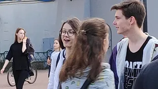 Russian beautiful women walking on the Bolshaya Pokrovskaya street in Nizhniy Novgorod.