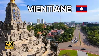 Vientiane Laos walking tour.Patuxay - Victory Monument and walk around downtown 4k UHD