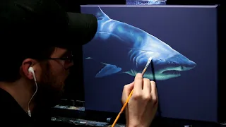 Acrylic Wildlife Painting of a Shark - Time Lapse - Artist Timothy Stanford