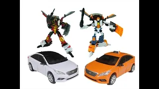Hello Carbot Ati transformers White Sonata vs Orange Taxi robot car toy | RNR