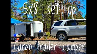 🇺🇸5x8 Cargo Trailer Set Up ( So quick and easy!) #cargotrailerconversion #camping