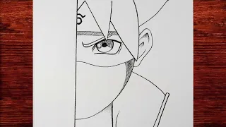 How To Draw Boruto Uzumaki Half Face Drawing For Beginners / Easy Sketch Anime Tutorial  ma drawings