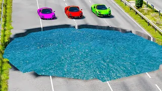 Cars vs HUGE Water Potholes in GTA 5