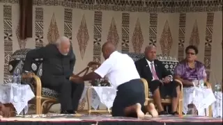 Traditional welcome of PM Narendra Modi at Fiji